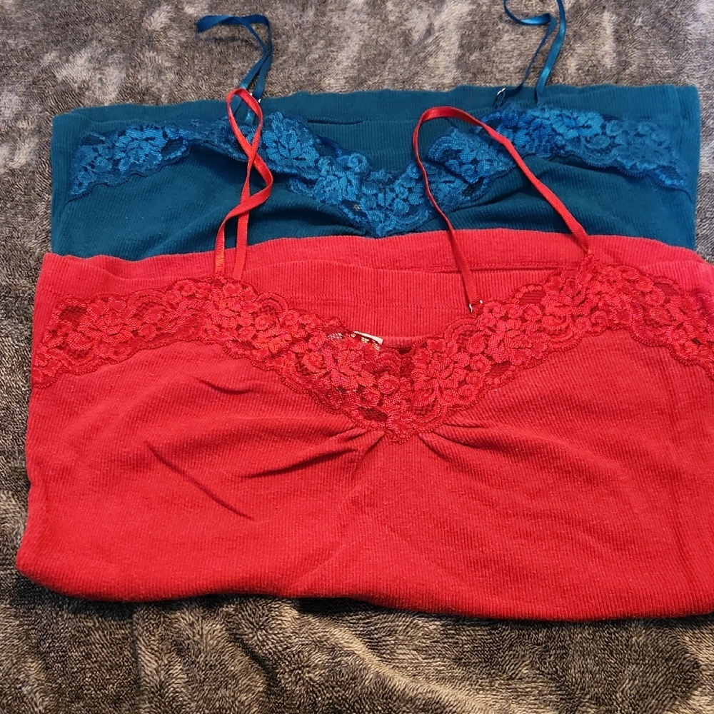 Worthington Red Lace-Trim Cami Tank Top